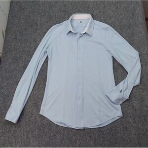 Ministry Of Supply Shirt Men 16 16.5 Slim Blue Button Up Long Sleeve Performance